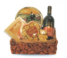 Wine Chocolate Bear With Flower Arrangement